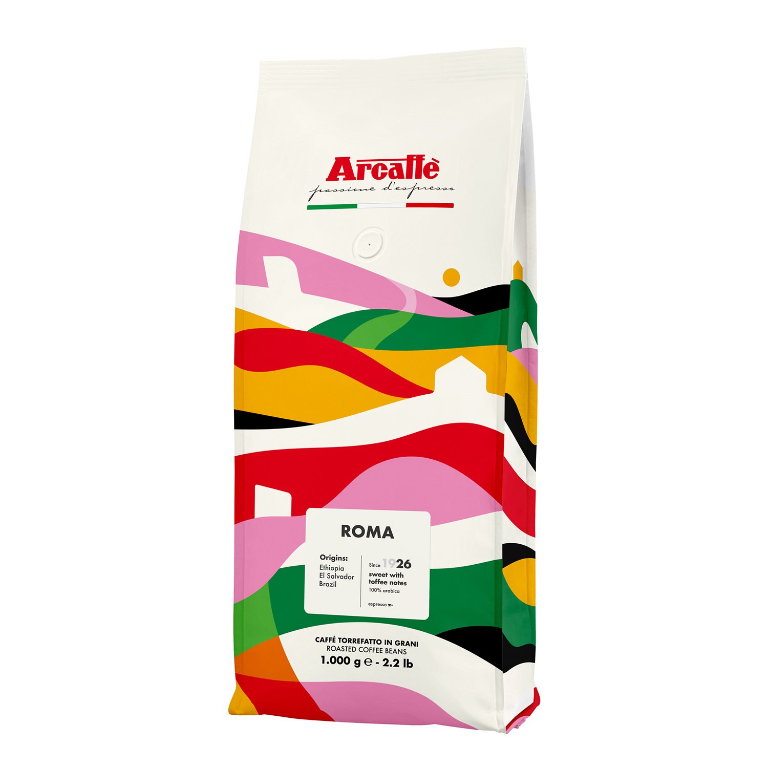 Opakowanie włoskiej kawy ziarnistej Arcaffè Roma o wadze 1 kg